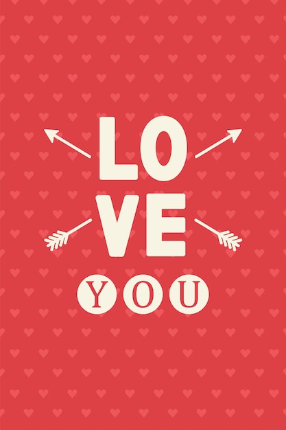Vector gelukkige valentijnsdag groetkaart verticale banner of flyer met trendy retro stijl typografie