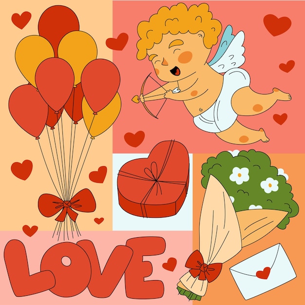 Gelukkige Valentijnsdag poster baby Cupido met een pijl feestelijke valentijnsdagen kaartje