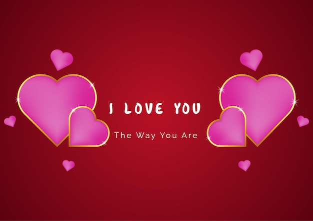 Gelukkige valentijnskaart-wenskaart met liefdeswoord met rood premieontwerp als achtergrond