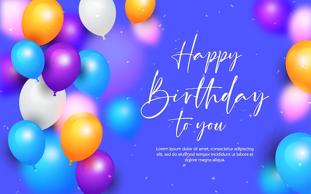 Gelukkige verjaardag achtergrond met realistische ballon en confetti