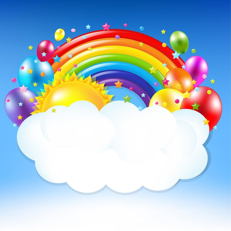 Vector gelukkige verjaardag banner met regenboog met verloopnet illustratie