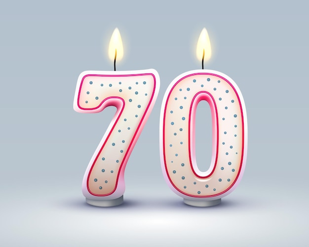 Gelukkige verjaardag jaar 70 verjaardag van de verjaardagskaars in de vorm van getallen Vector