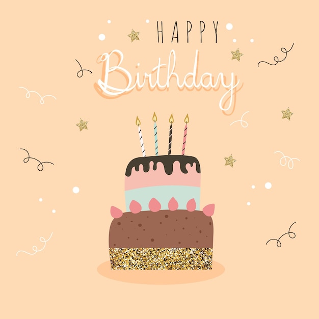 Vector gelukkige verjaardag kaart en feest uitnodiging set vector illustratie handgetekende stijl
