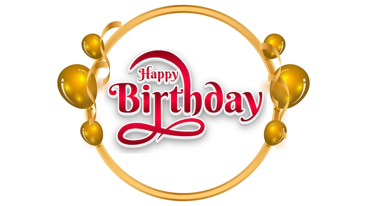 Vector gelukkige verjaardag tekst typografie rode cakes sticker doorzichtige achtergrond