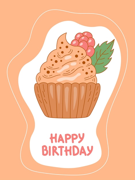 Gelukkige verjaardag wenskaart cupcake