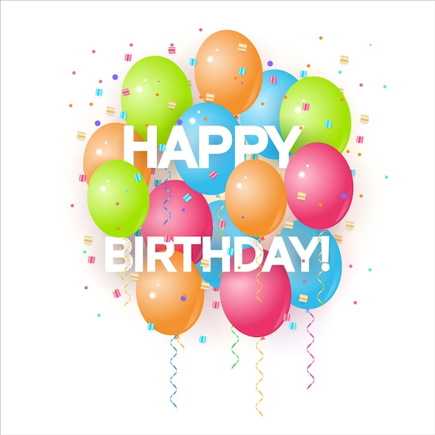 Gelukkige verjaardag-wenskaart met volumexa gekleurde ballonnen en voorbeeldtekst kan worden gebruikt als gelukkige verjaardag poster geïsoleerd op een witte achtergrond vectorillustratie