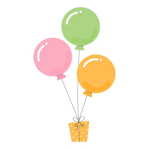 Gelukkige verjaardagsballons met cadeau. Verjaardagsfeestje of carnavalsversieringen ballon