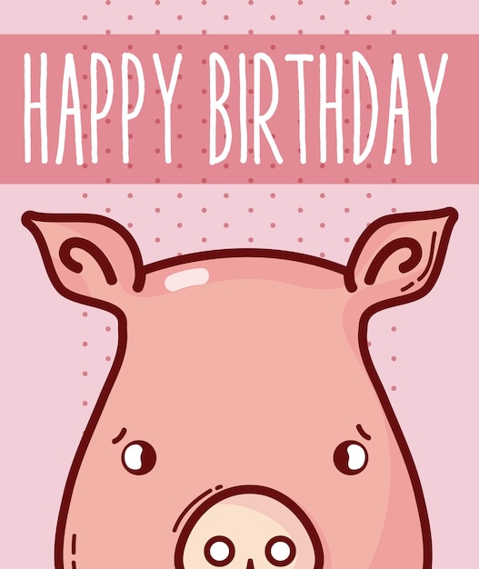 Gelukkige verjaardagskaart met grafisch de illustratieontwerp van het varkensbeeldverhaal