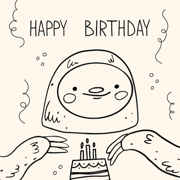 Gelukkige verjaardagskaartje met een Cute Sloth Vector illustraties