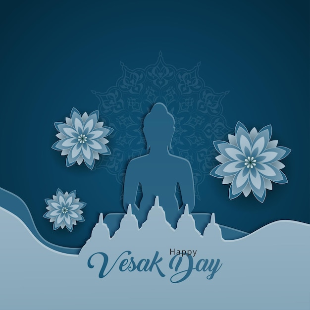 Gelukkige vesak dag boeddha silhouet illustratie