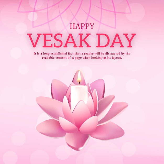 Gelukkige Vesak Groeten Roze Achtergrond Social Media Design Banner Gratis Vector