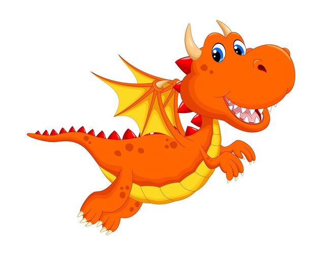 Gelukkige vliegende draak cartoon op witte achtergrond vector illustratie