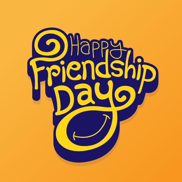 Gelukkige vriendschapsdag gele kleur groetekaart sjabloon ontwerp Gelukkige vriendschapsdag vector typo