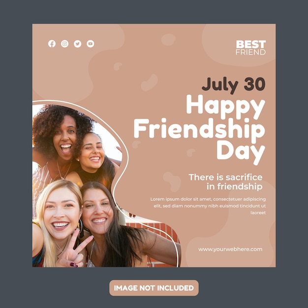 Gelukkige vriendschapsdag Postsjabloon voor sociale media