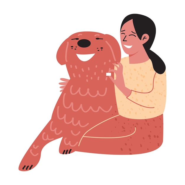 Gelukkige vrouw met hond illustratie