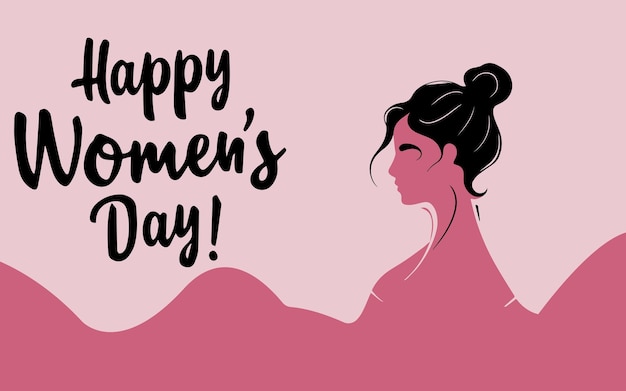 Gelukkige Vrouwendag kaart illustratie Mooi vrouwelijk gezicht met roze achtergrond
