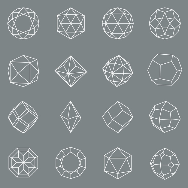 宝石クリスタルの幾何学的図形セット