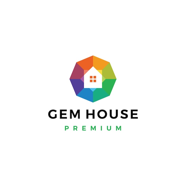 Modello di logo della gioielleria della casa delle gemme