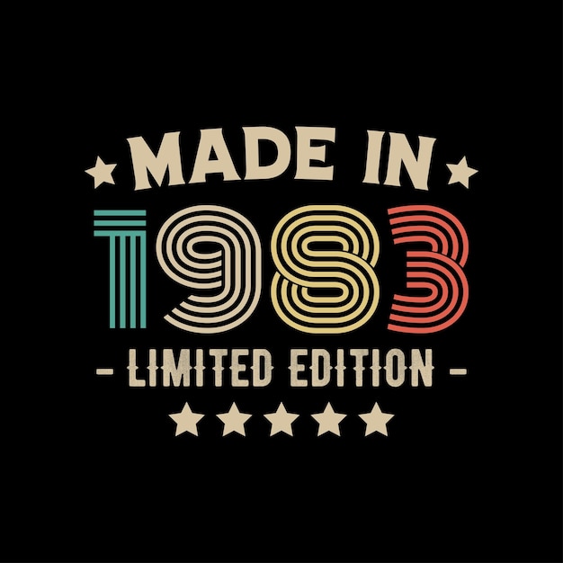 Gemaakt in 1983 beperkte editie t-shirt ontwerp