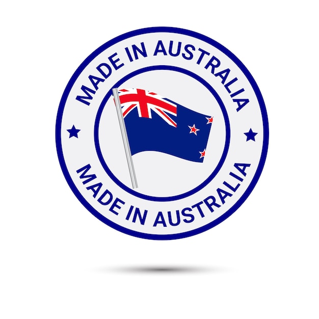 Gemaakt in Australië badges-logo met vlag Premium Vector