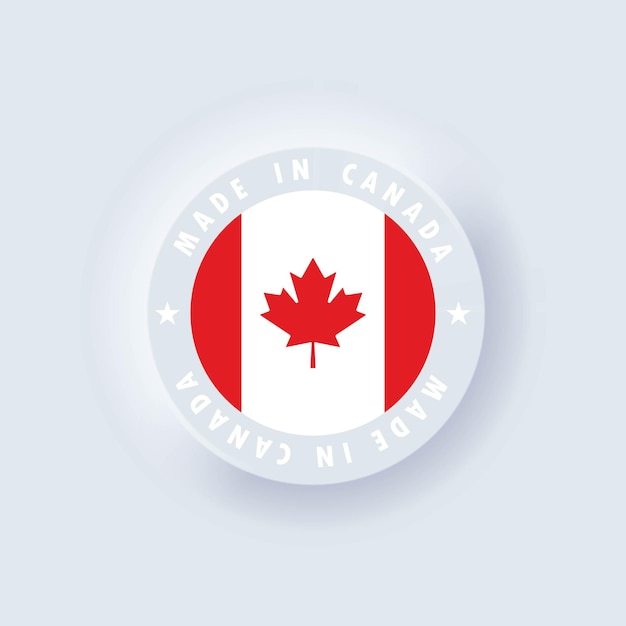 Gemaakt in canada. canada gemaakt. canadese kwaliteit embleem, label, teken, knop. canadese vlag. .