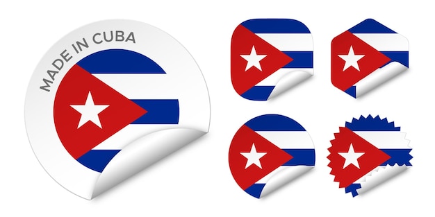 Gemaakt in Cuba vlag sticker etiketten badge logo 3d vector illustratie mockup geïsoleerd op wit