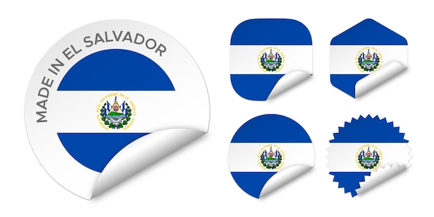 Gemaakt in El Salvador vlag sticker etiketten badge logo 3d vector illustratie mockup geïsoleerd op wit
