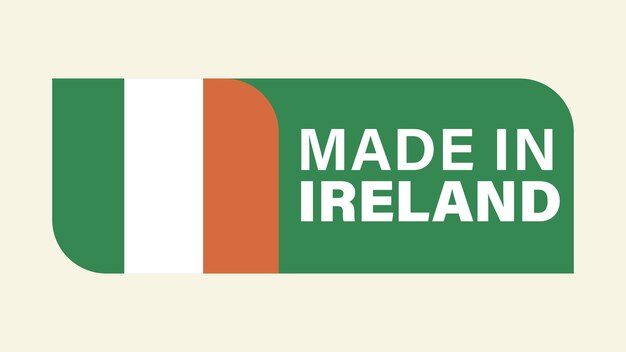 Gemaakt in Ierland Label Banner geïsoleerd op monochrome achtergrond
