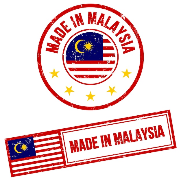 Gemaakt in Maleisië Postzegel Grunge stijl
