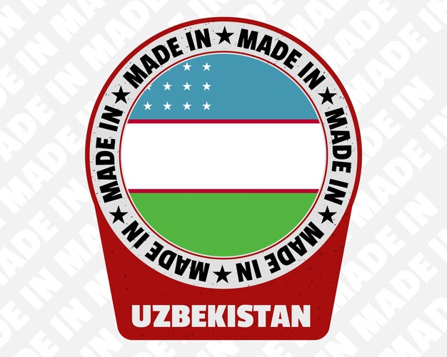 Gemaakt in Oezbekistan vector badge geïsoleerd pictogram met land vlag oorsprong markering stempel teken ontwerp