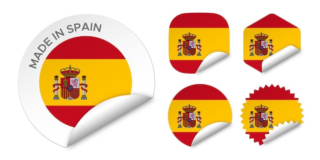 Gemaakt in Spanje vlag sticker etiketten badge logo 3d vector illustratie mockup geïsoleerd op wit