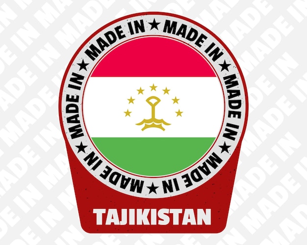 Gemaakt in Tadzjikistan vector badge geïsoleerd pictogram met land vlag oorsprong markering stempel teken ontwerp