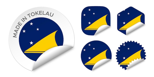 Gemaakt in Tokelau vlag sticker etiketten badge logo 3d vector illustratie mockup geïsoleerd op wit