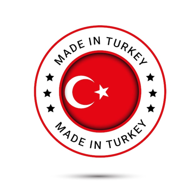 Gemaakt in Turkije rond label Modern made in Turkey logo