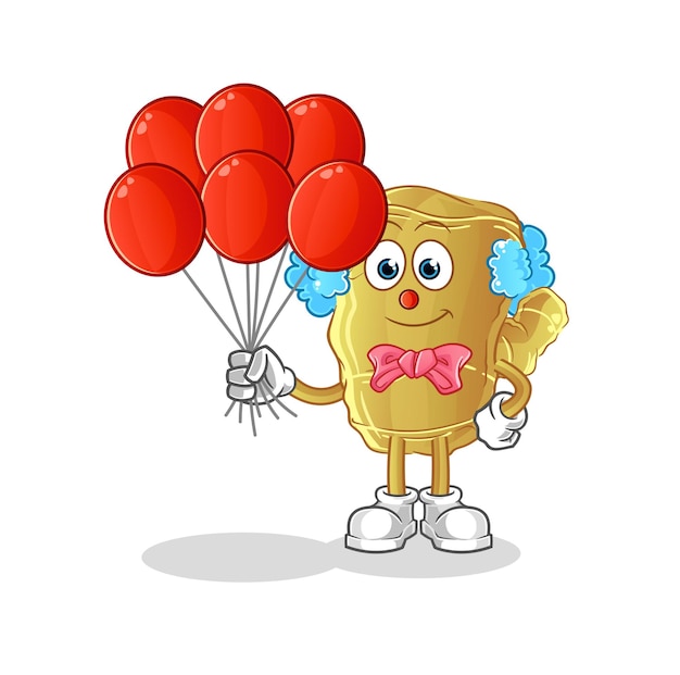 Gember clown met ballonnen vector stripfiguur