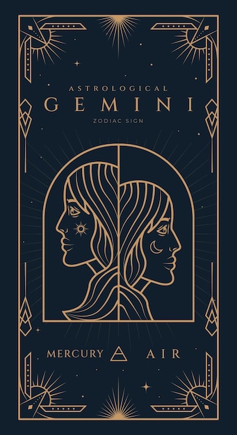 Gemini Tekens Symbool Dierenriem Illustratie