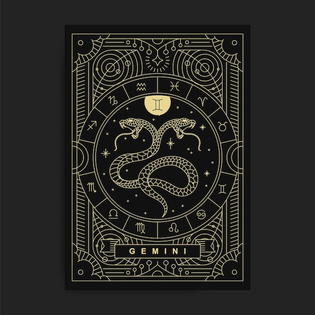 Gemini zodiac artwork poster elegance in celestial luxury