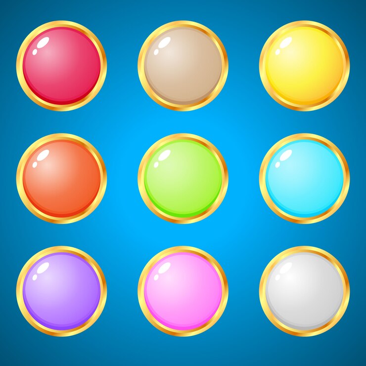 Vector gems circle 9 colors for puzzle games.