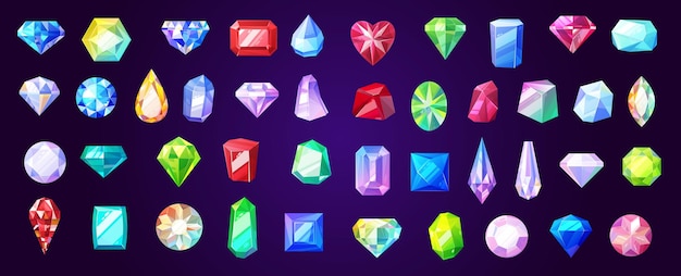 Драгоценные камни с бриллиантами и рубиновыми векторными драгоценными камнями
