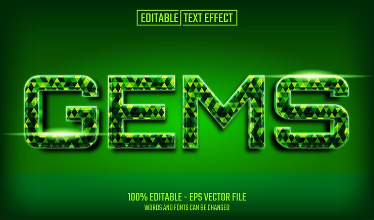 Vector gems editable text effect