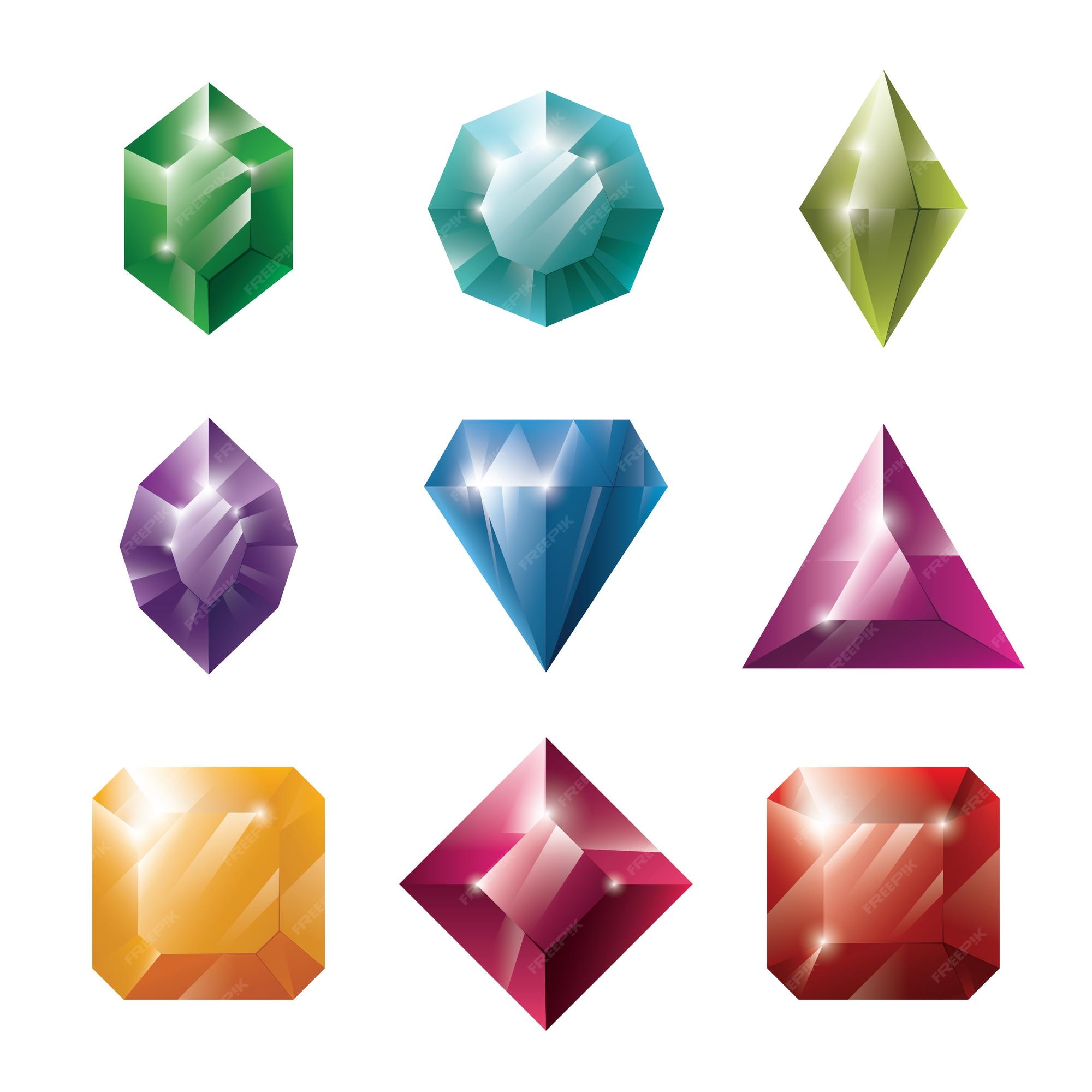 Premium Vector  Different precious stone textures for game. cartoon  illustration.