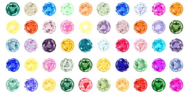 Gems set for game design Diamond brilliant gem Vector illustration