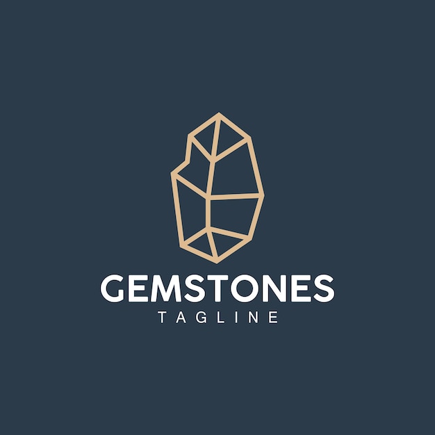 Vettore gemstone logo jewellery linea semplice design vector gem diamond icon template