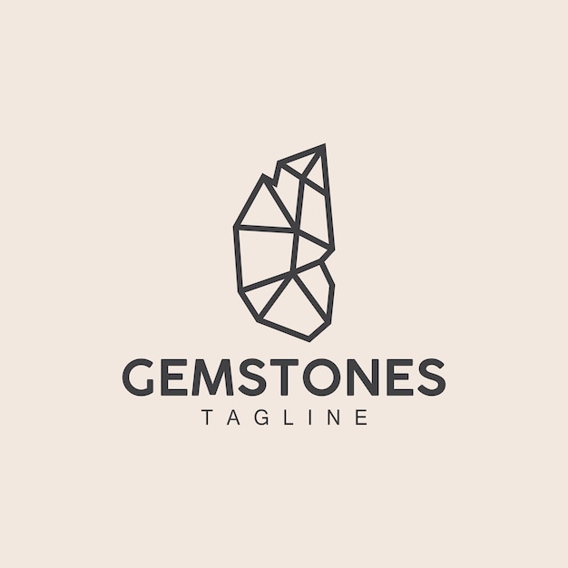 Vector gemstone logo jewelery simple line design vector gem diamond icon template