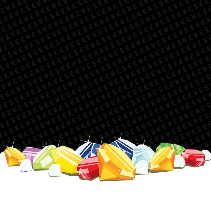 Vector gemstones and diamonds gambling background