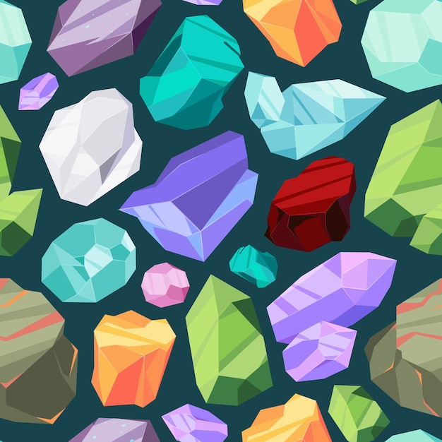 Vector gemstones pattern. luxury ruby diamond crystal brilliant textile design garish vector seamless background. illustration luxury gemstone decoration, jewelry seamless diamond