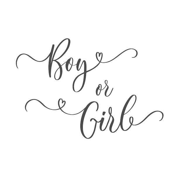 Gender calligraphy inscription Boy or Girl For Baby shower party invitation