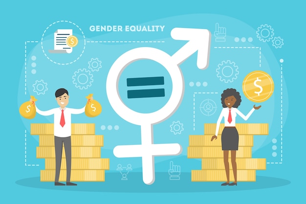 Gender equality concept. female and male character