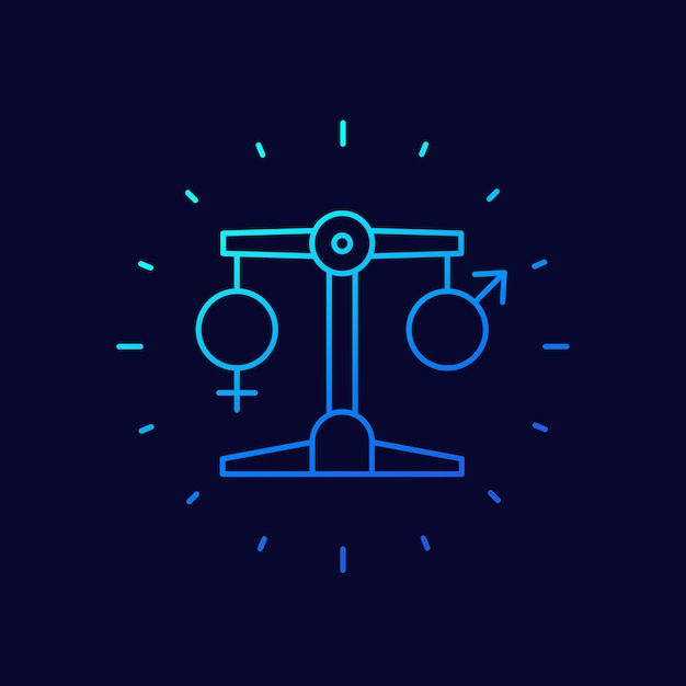 Vector gender equality line icon with scales vector