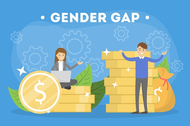 Gender gap concept. idea of different salary